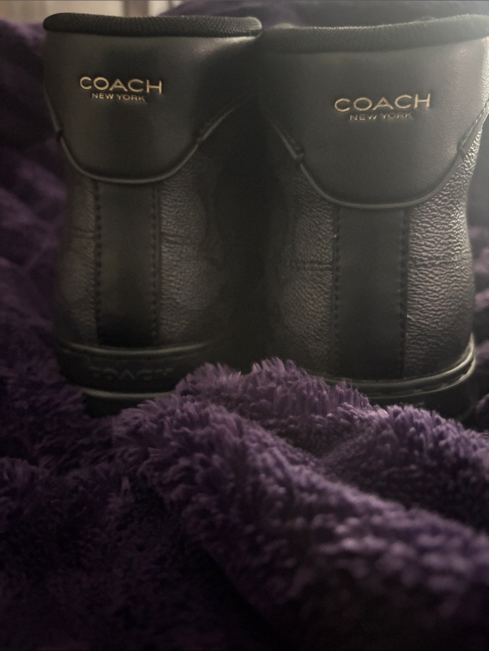 Coach Men’s Black Signature High-Top Sneakers with Embossed Logo - Picture 3 of 5